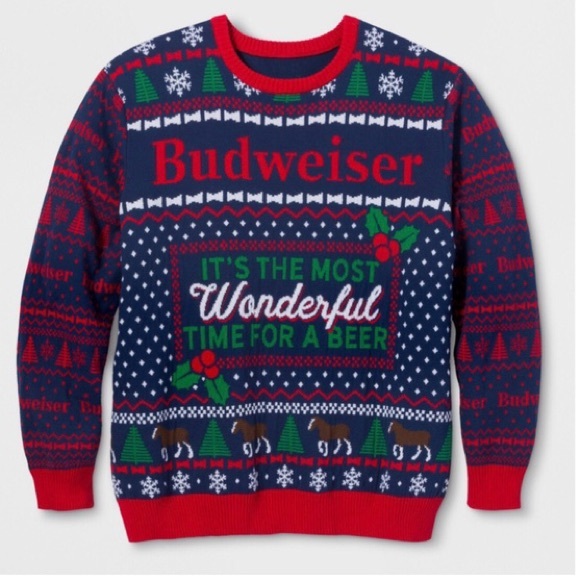 budweiser ugly christmas sweater
